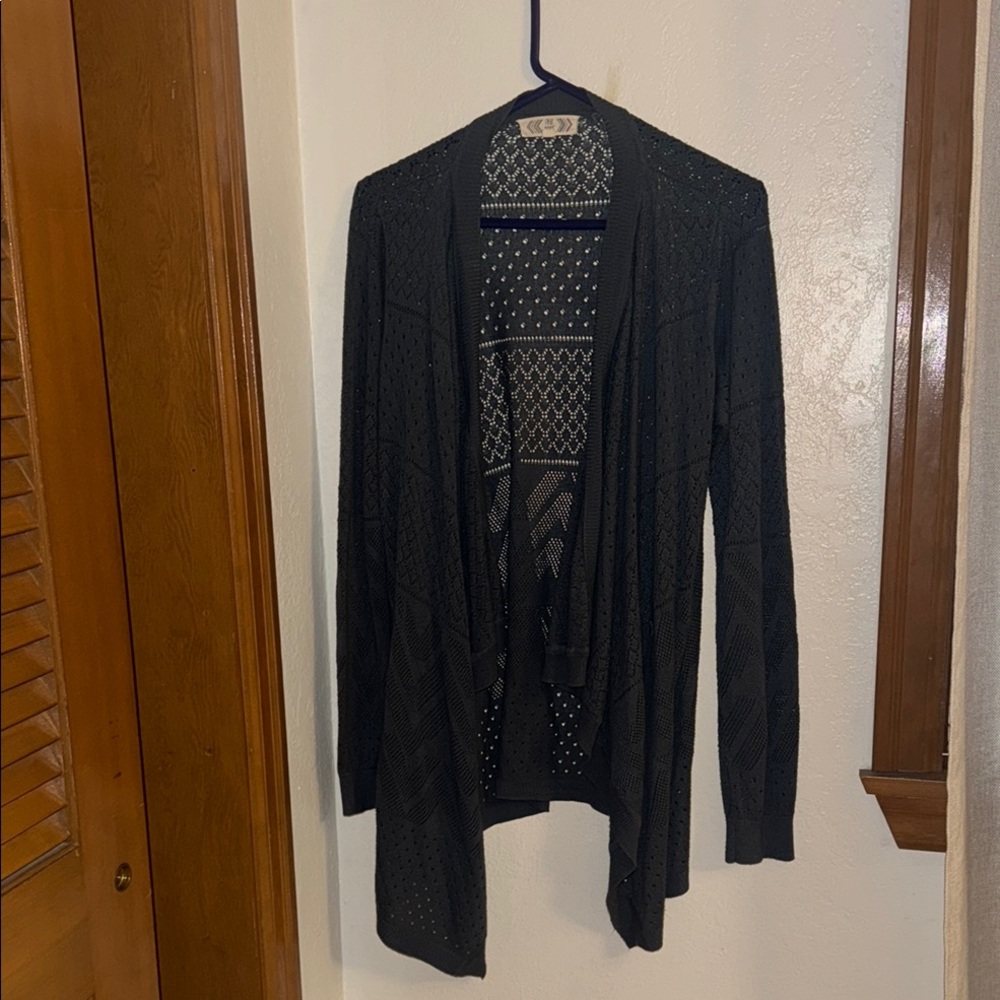 Black Long Sleeve Open-Front Cardigan